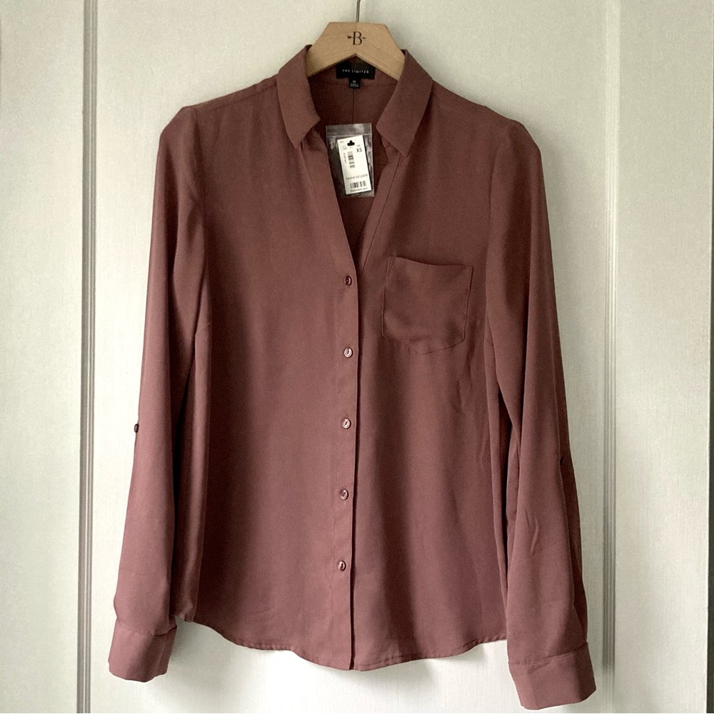 The Limited Button-Up Blouse in Dusky Mauve